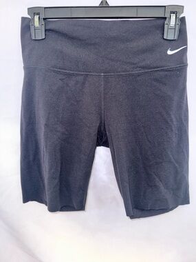 Nike Black Mid-Rise Bike Shorts with White Swoosh